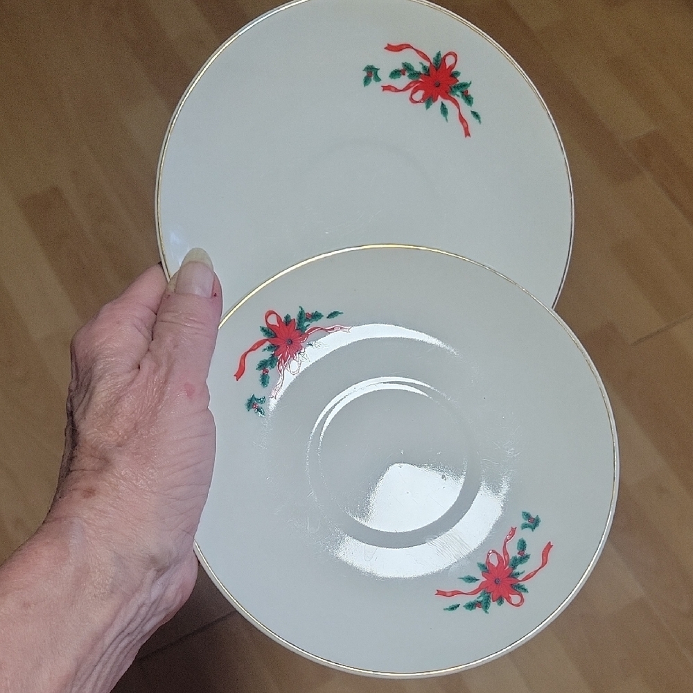 White and Red Floral Saucers